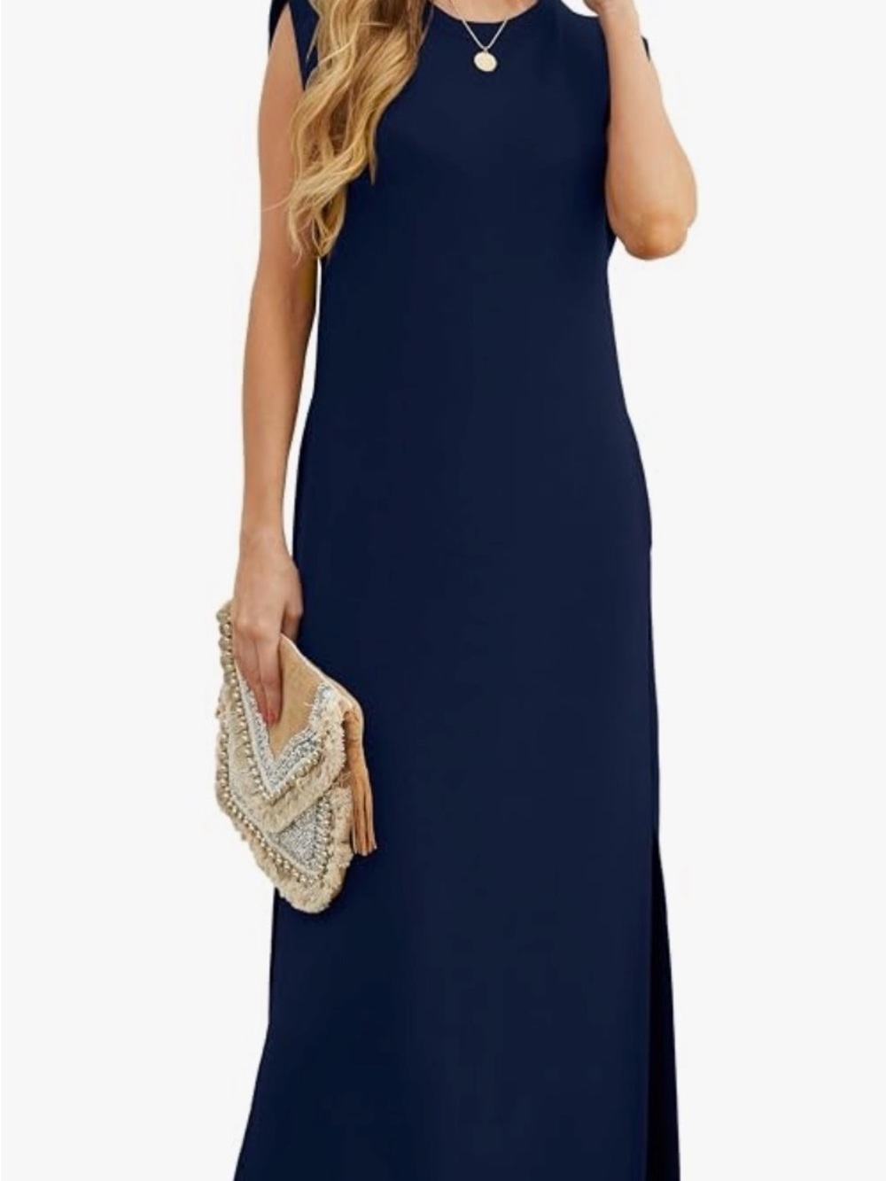 Sleeveless Navy Maxi Dress - Elegant Women's Evening Gown